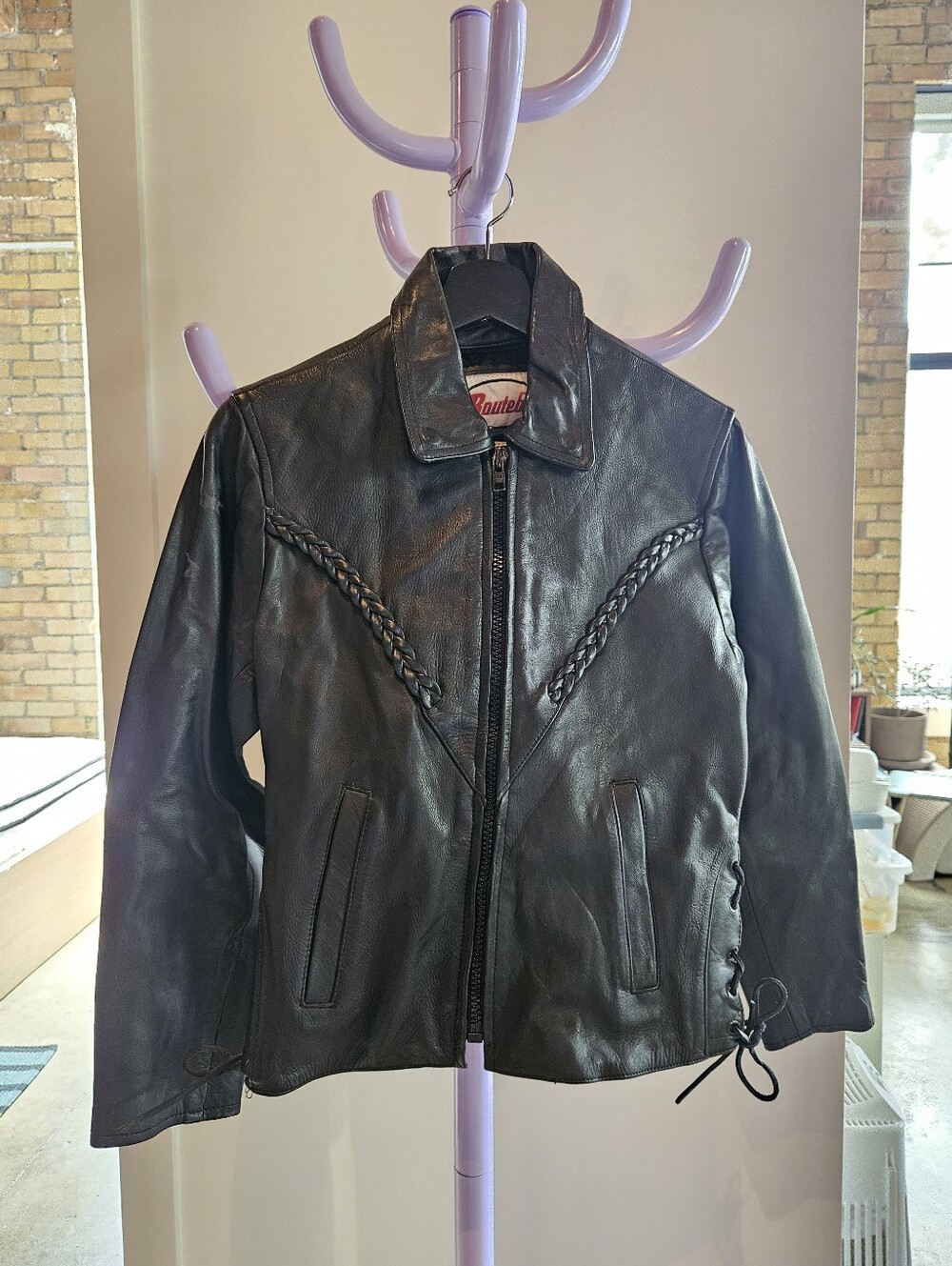 Route 66 Black Leather Motorcycle Jacket